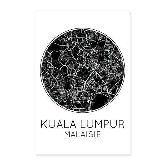 Poster Kuala Lumpur - Plan Kuala Lumpur - 40 x 60 cm - blanc