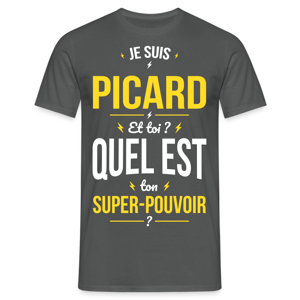 T-shirt Homme - Je suis Picard - Super-pouvoir - charbon