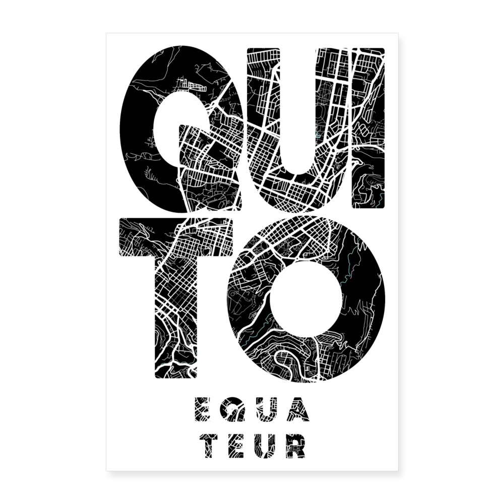 Poster Quito - Plan Quito - 40 x 60 cm - blanc