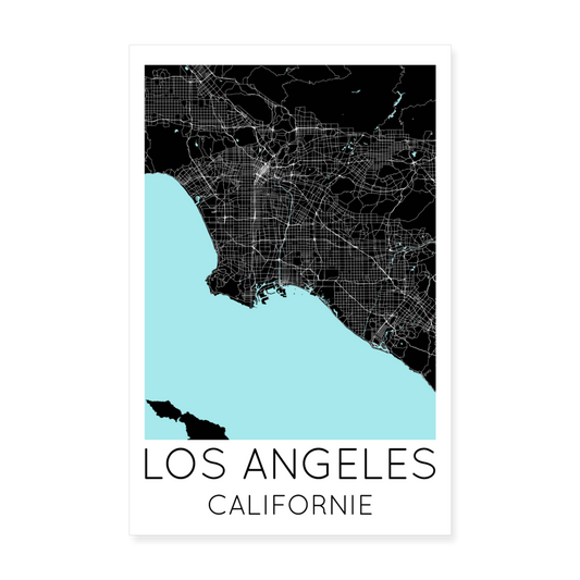 Poster Los Angeles - Plan Los Angeles - 20 x 30 cm - blanc