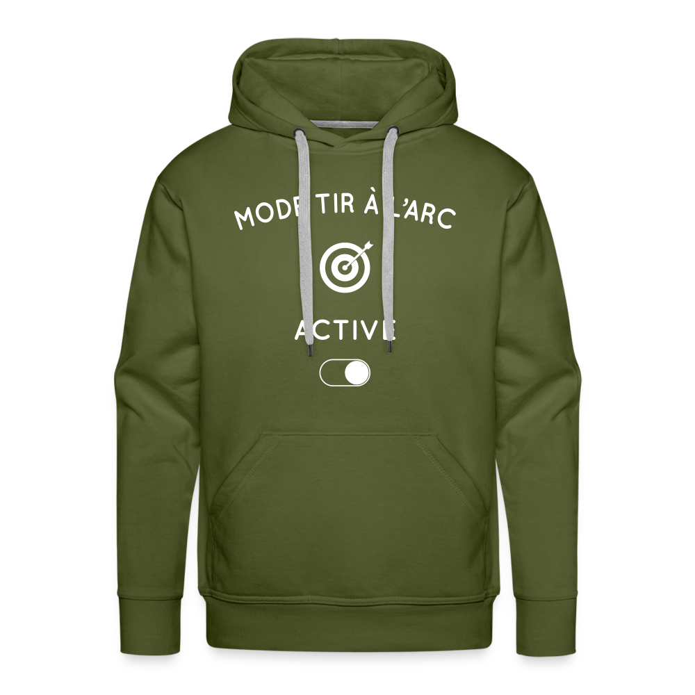 Sweat à capuche Premium Homme - Mode tir à l'arc activé - vert olive