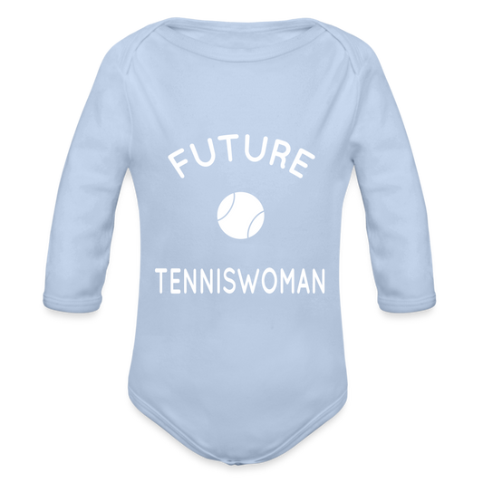 Body Bébé bio manches longues - Future tenniswoman - ciel