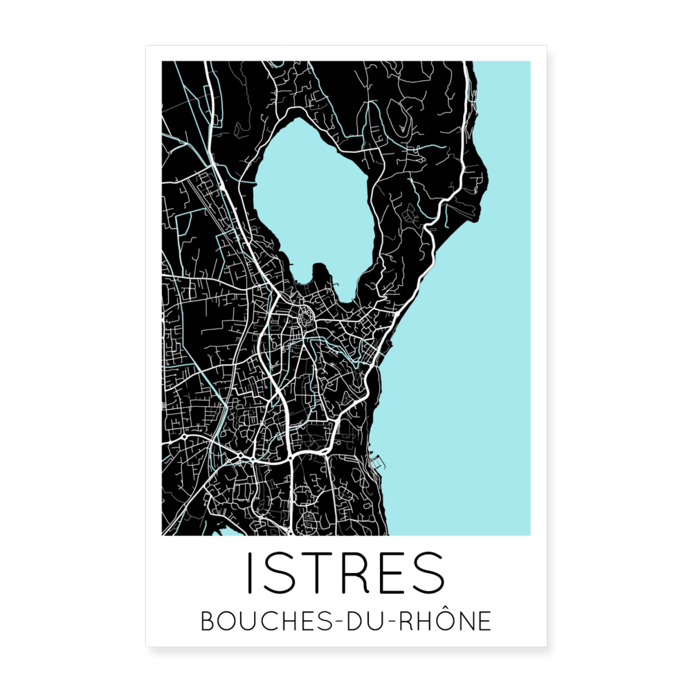 Poster Istres - Plan Istres - 60 x 90 cm - blanc