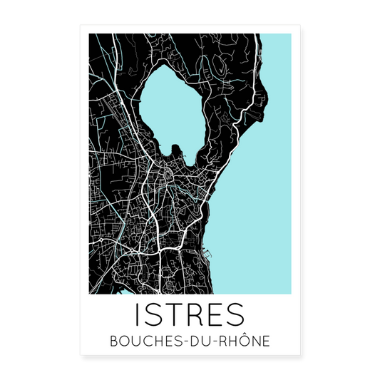 Poster Istres - Plan Istres - 60 x 90 cm - blanc