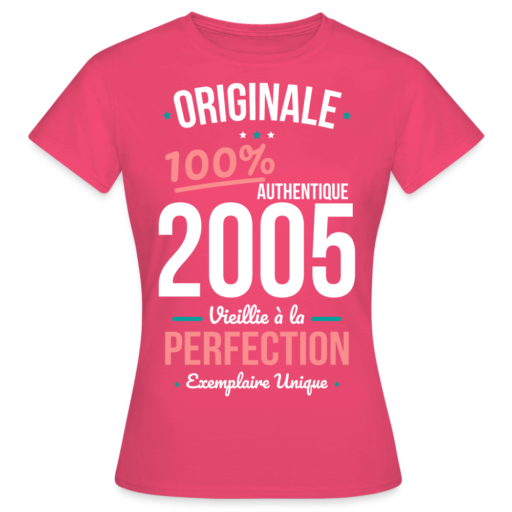 T-shirt Femme - Anniversaire 20 Ans - Originale 2005 - rose azalée