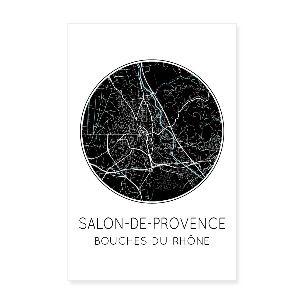 Poster Salon-de-Provence - Plan Salon-de-Provence - 20 x 30 cm - blanc