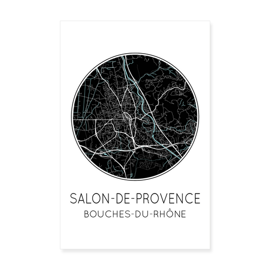 Poster Salon-de-Provence - Plan Salon-de-Provence - 20 x 30 cm - blanc