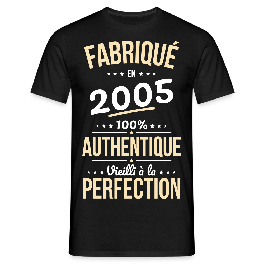 T-shirt Homme - Anniversaire 20 Ans - Fabriqué en 2005 - noir