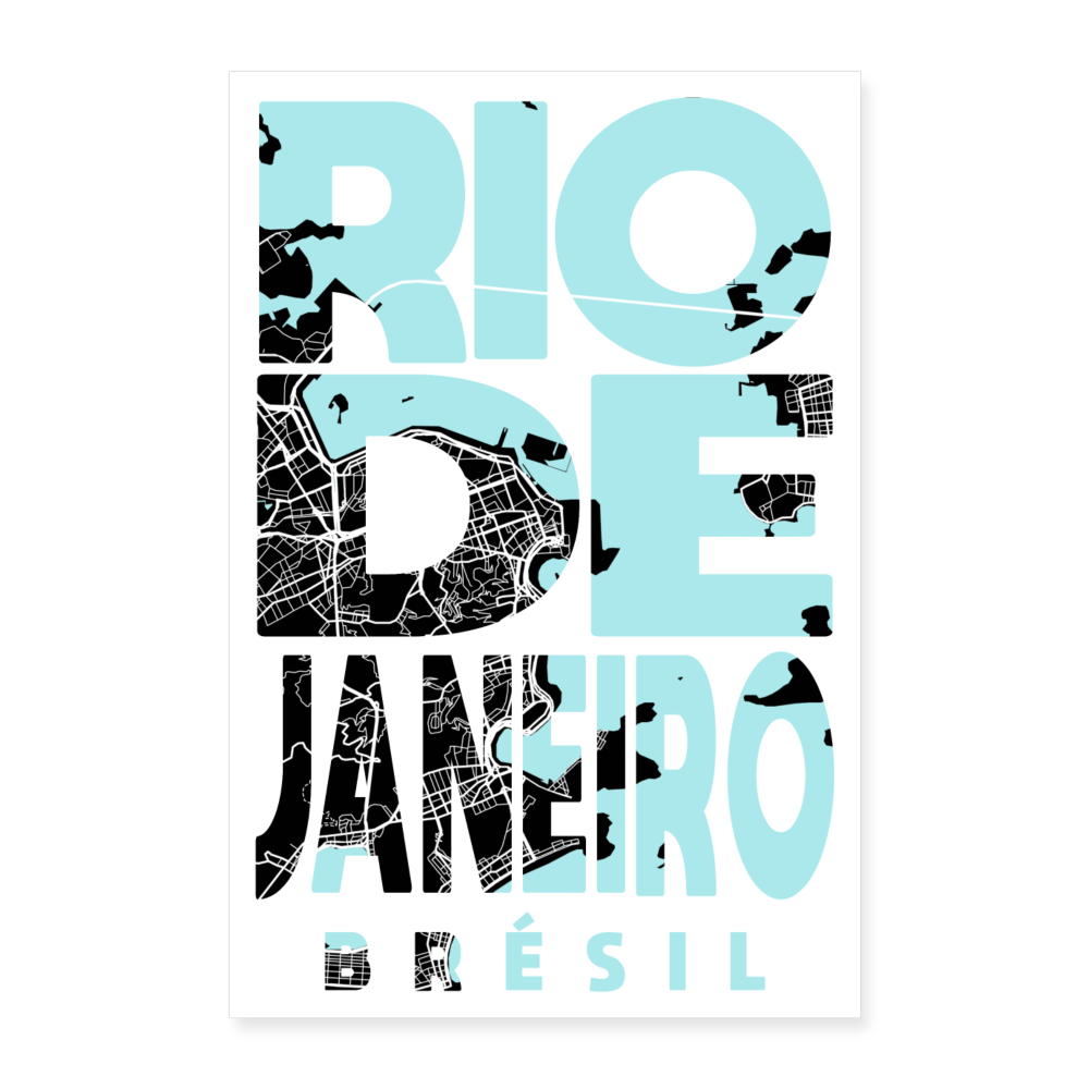 Poster Rio de Janeiro - Plan Rio de Janeiro - 40 x 60 cm - blanc