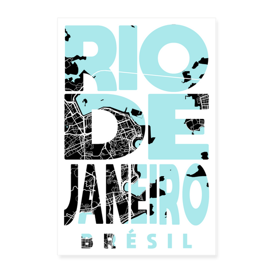 Poster Rio de Janeiro - Plan Rio de Janeiro - 40 x 60 cm - blanc