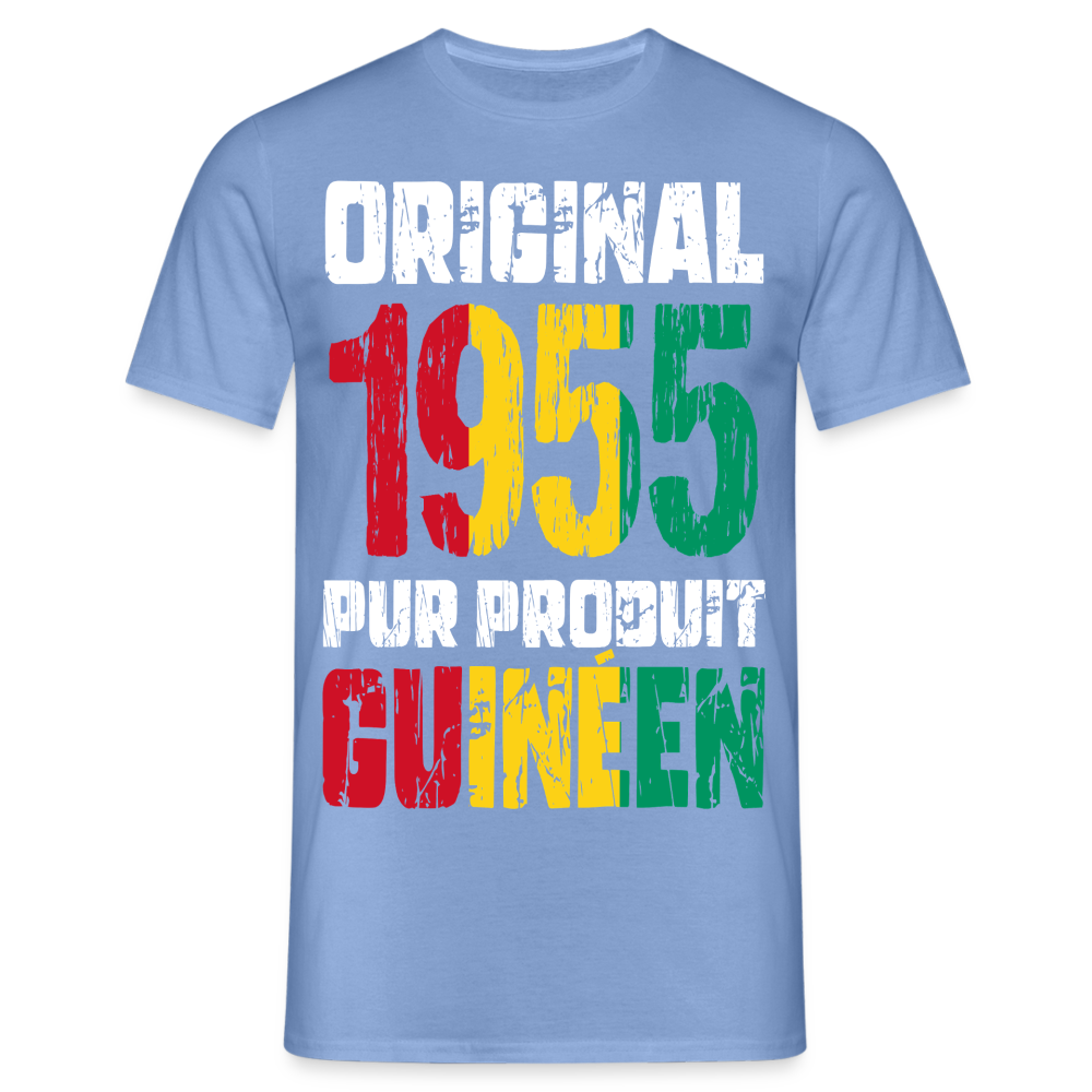 T-shirt Homme - Anniversaire 70 Ans - Original 1955 - Pur produit Guinéen - carolina blue