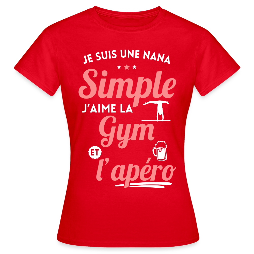 T-shirt Femme - J'aime la gym et l'apéro - rouge