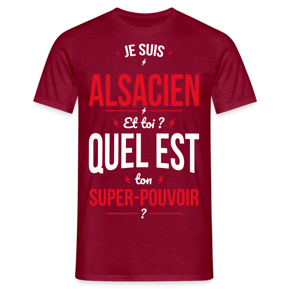 T-shirt Homme - Je suis Alsacien - Super-pouvoir - rouge brique