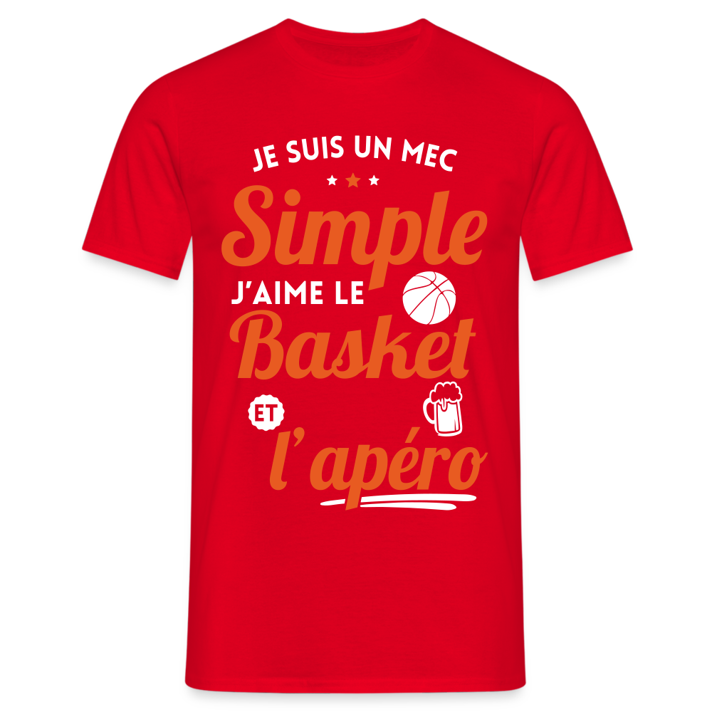 T-shirt Homme - J'aime le basket et l'apéro - rouge