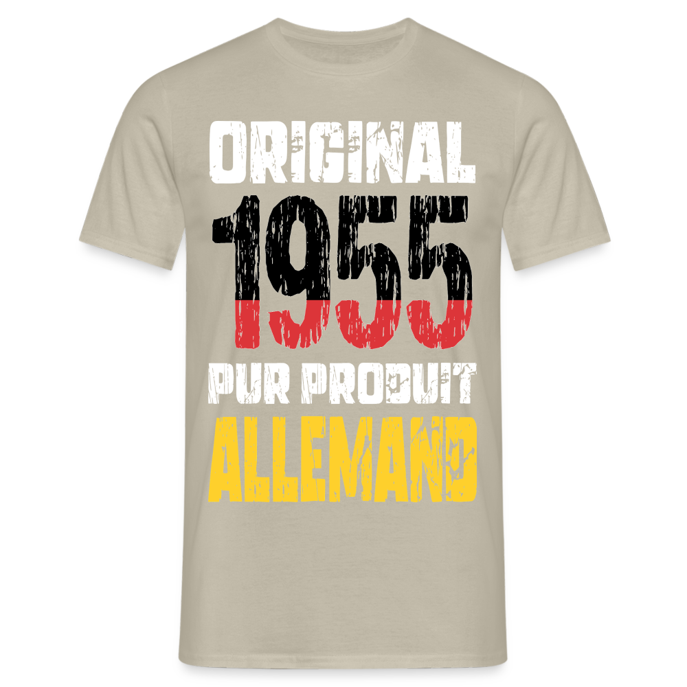 T-shirt Homme - Anniversaire 70 Ans - Original 1955 - Pur produit Allemand - beige sable