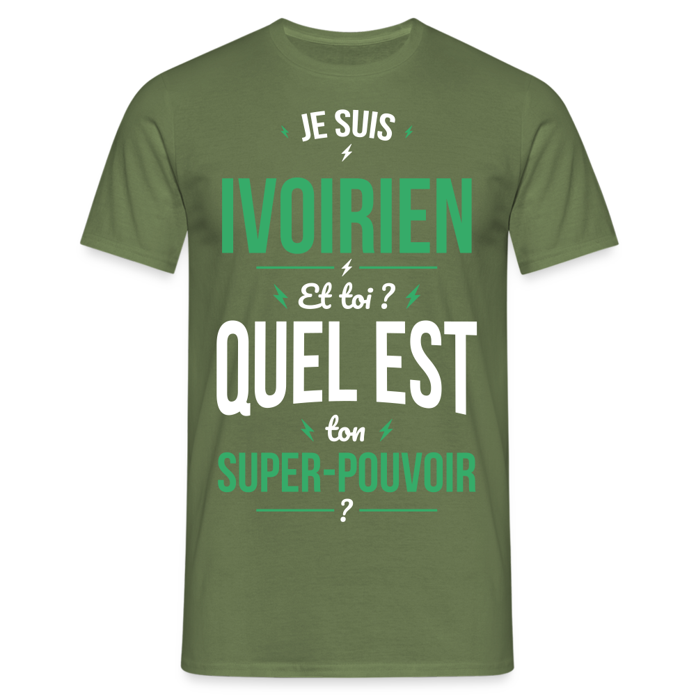 T-shirt Homme - Je suis Ivoirien - Super-pouvoir - vert militaire