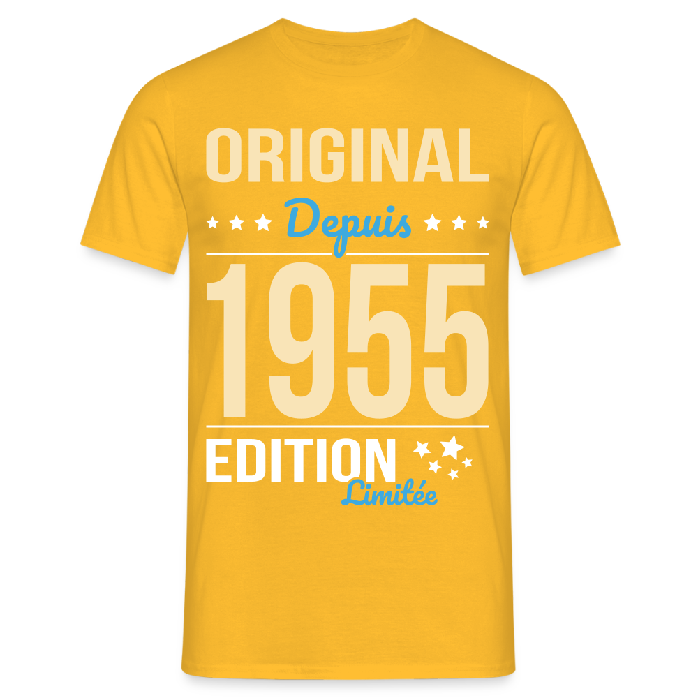 T-shirt Homme - Anniversaire 70 Ans - Original depuis 1955 - jaune