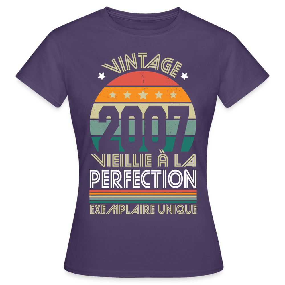 T-shirt Femme - Anniversaire 18 Ans - Vintage 2007 - violet foncé