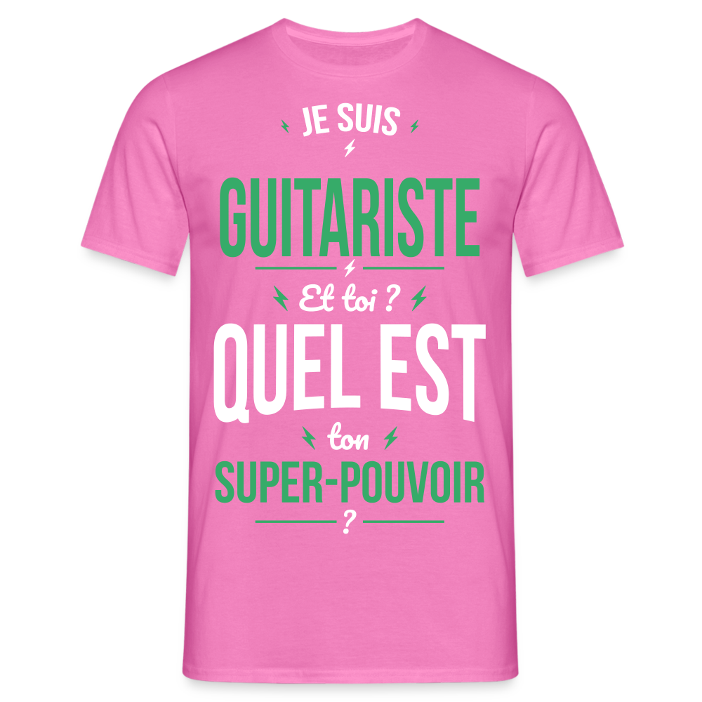 T-shirt Homme - Je suis guitariste - Super-pouvoir - rose