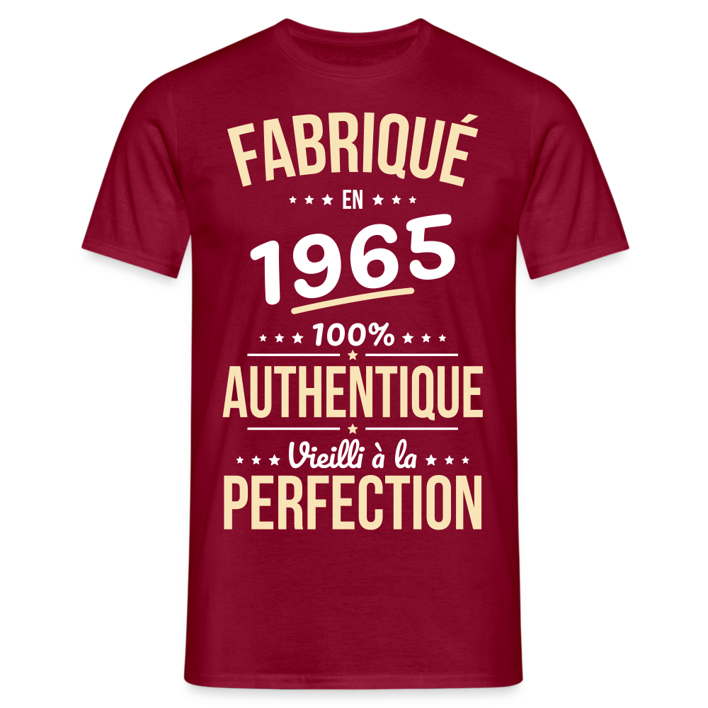 T-shirt Homme - Anniversaire 60 Ans - Fabriqué en 1965 - rouge brique