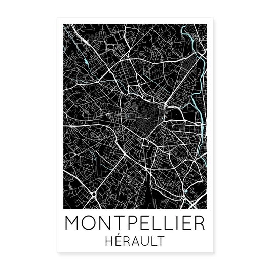 Poster Montpellier - Plan Montpellier - 60 x 90 cm - blanc