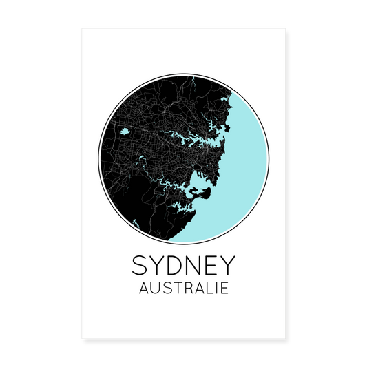 Poster Sydney - Plan Sydney - 20 x 30 cm - blanc