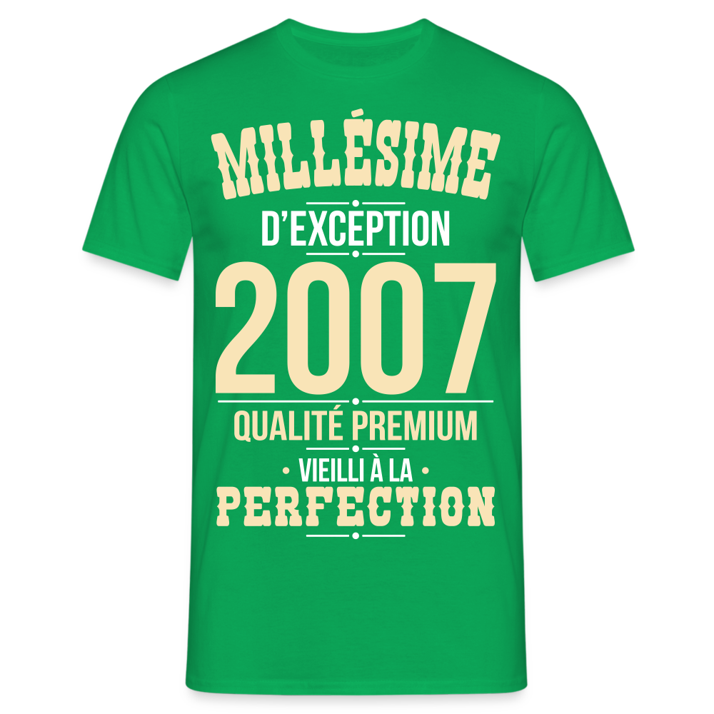 T-shirt Homme - Anniversaire 18 Ans - Millésime 2007 - vert