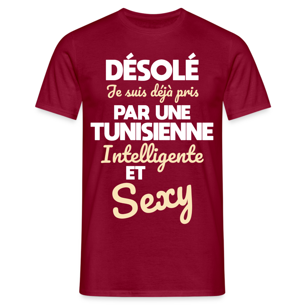 T-shirt Homme -  Je suis déjà pris par une Tunisienne intelligente et sexy - rouge brique