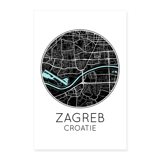 Poster Zagreb - Plan Zagreb - 40 x 60 cm - blanc