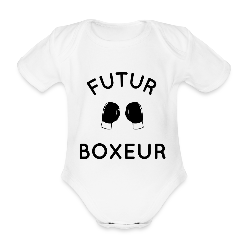 Body Bébé bio manches courtes - Futur boxeur - blanc