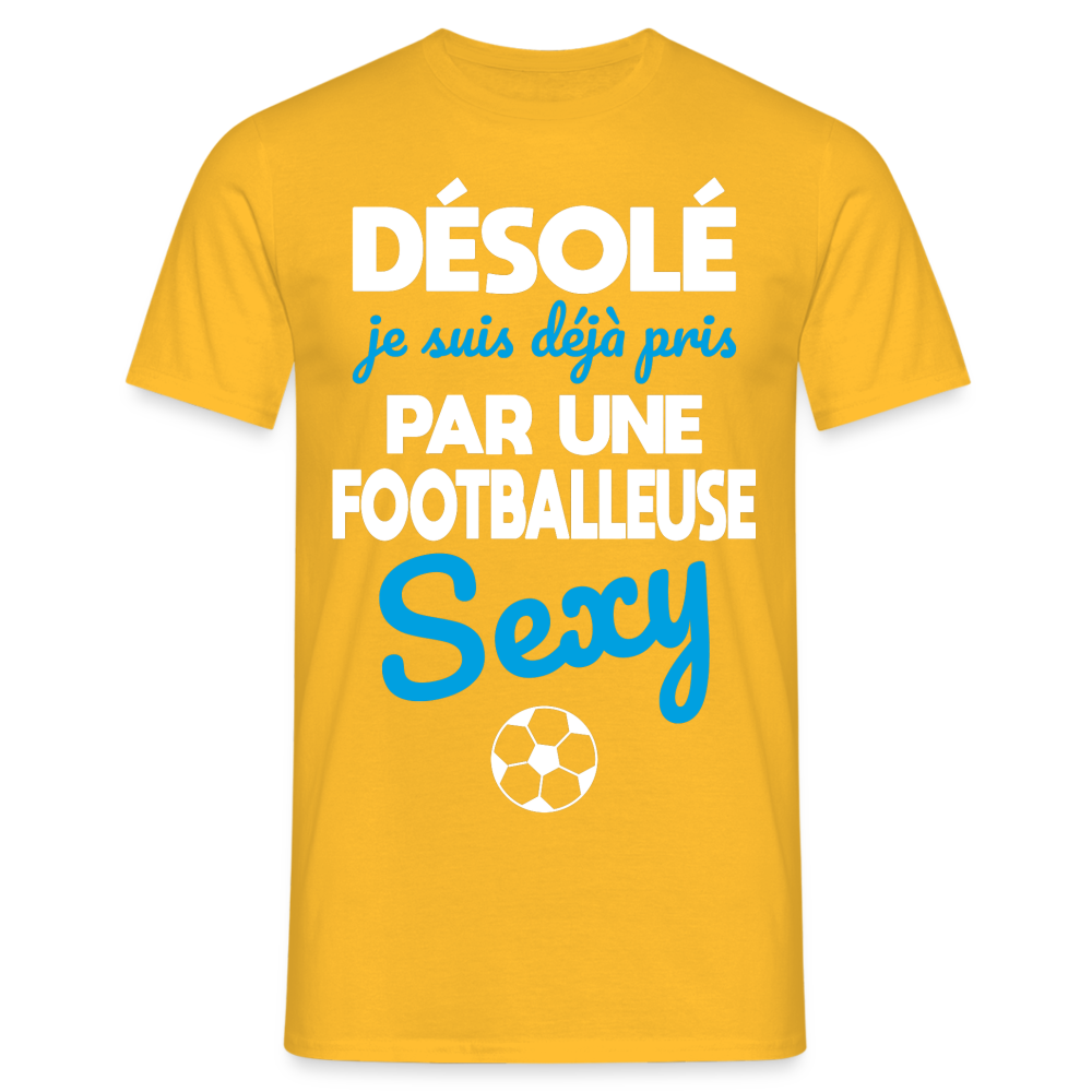 T-shirt Homme - Je déjà pris par une footballeuse sexy - jaune