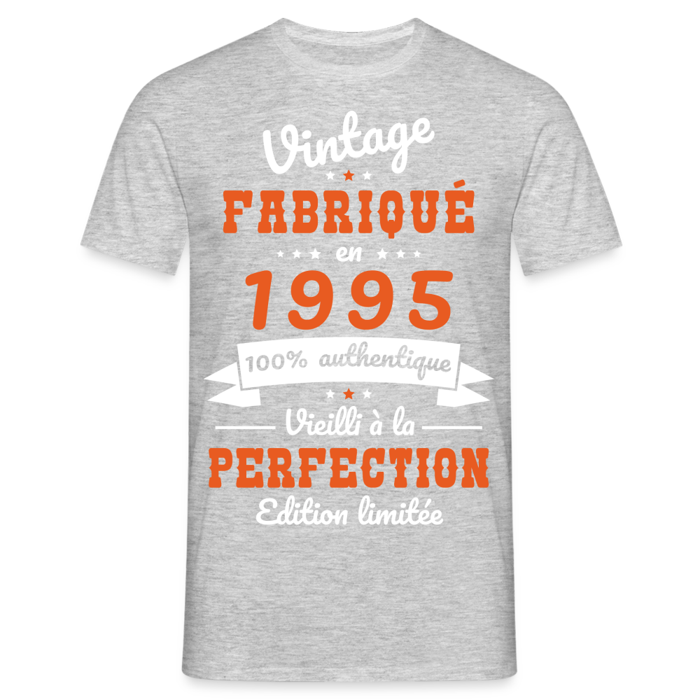 T-shirt Homme - Anniversaire 30 Ans - Vintage fabriqué en 1995 - gris chiné