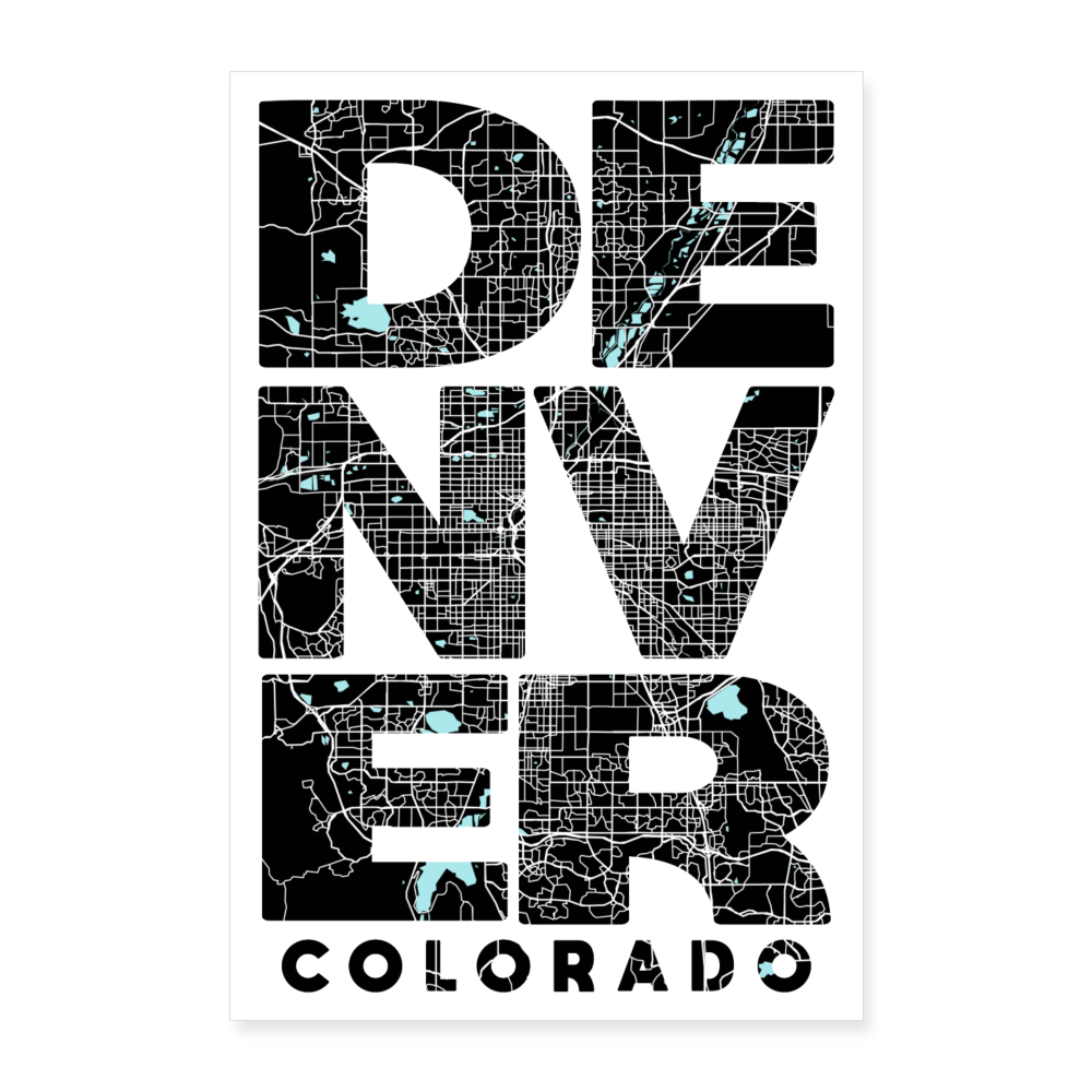 Poster Denver - Plan Denver - 40 x 60 cm - blanc