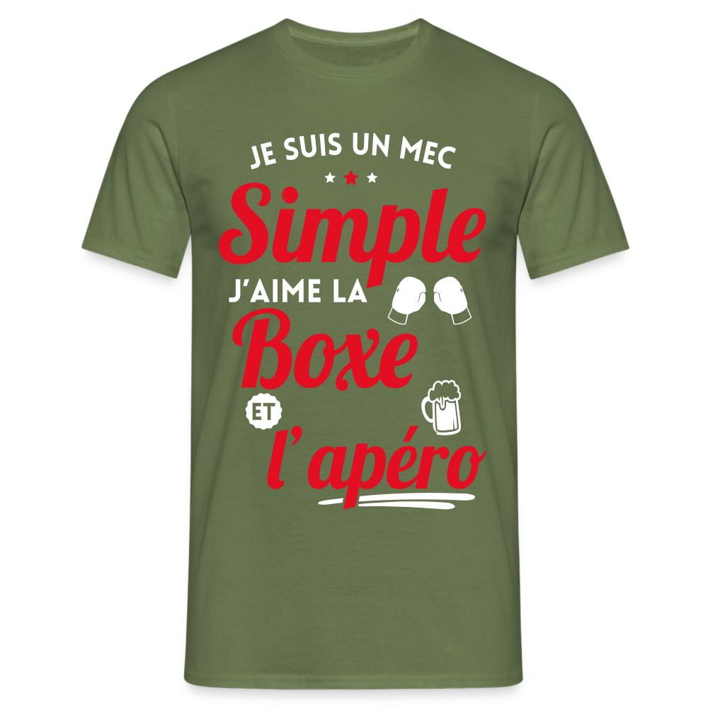 T-shirt Homme - J'aime la boxe et l'apéro - vert militaire