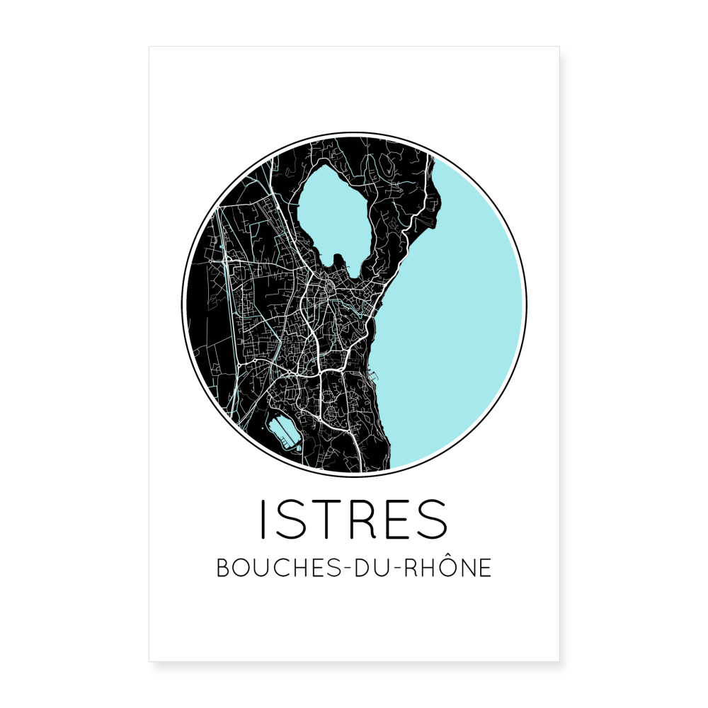 Poster Istres - Plan Istres - 40 x 60 cm - blanc