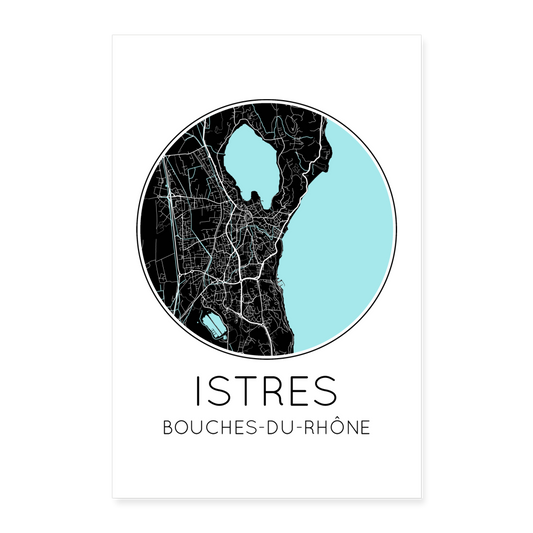 Poster Istres - Plan Istres - 40 x 60 cm - blanc