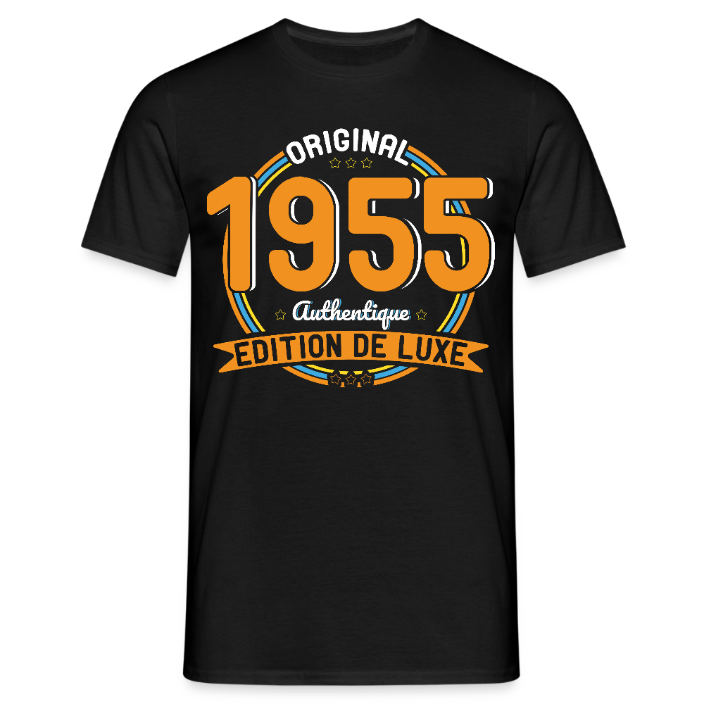 T-shirt Homme - Anniversaire 70 Ans - Original 1955 Authentique - noir