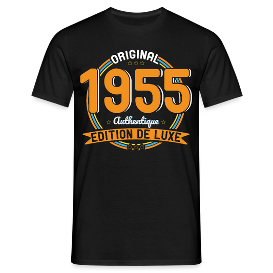 T-shirt Homme - Anniversaire 70 Ans - Original 1955 Authentique - noir