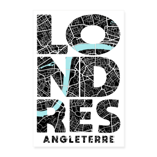 Poster Londres - Plan Londres - 40 x 60 cm - blanc