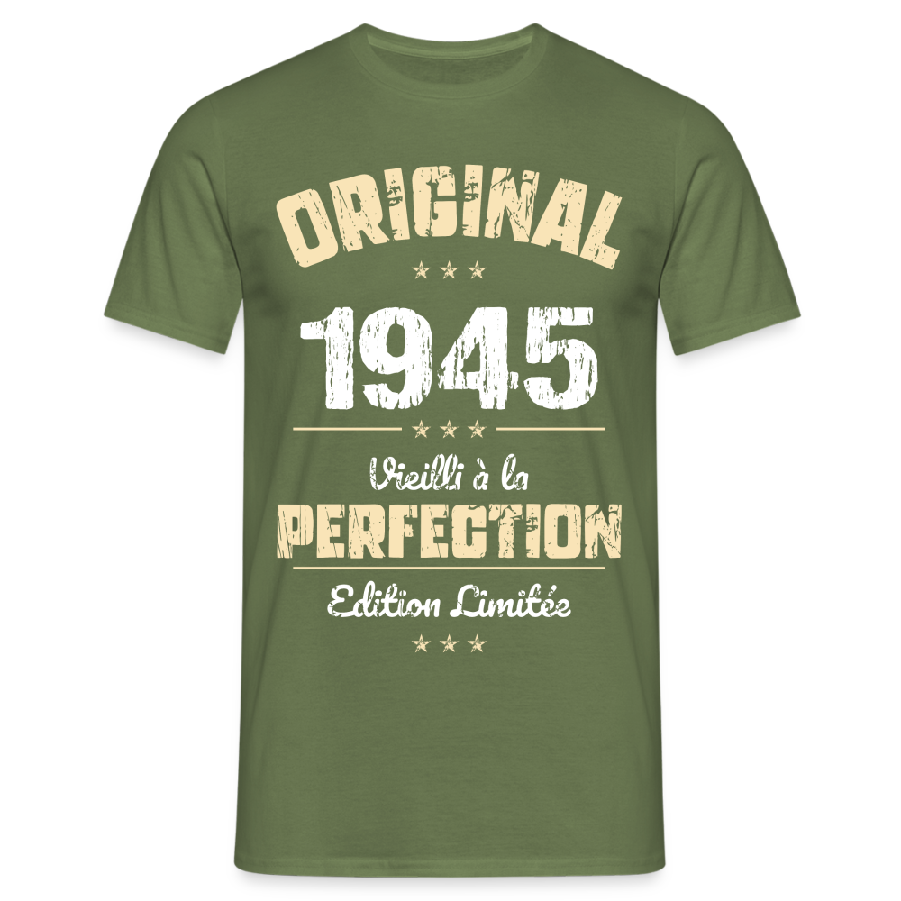 T-shirt Homme - Anniversaire 80 Ans - Original 1945 - vert militaire