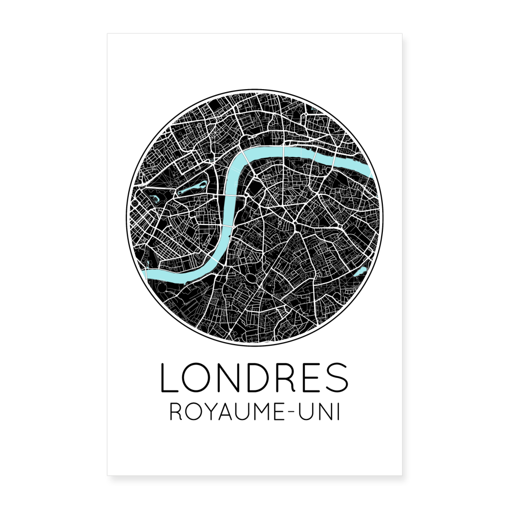 Poster Londres - Plan Londres - 40 x 60 cm - blanc