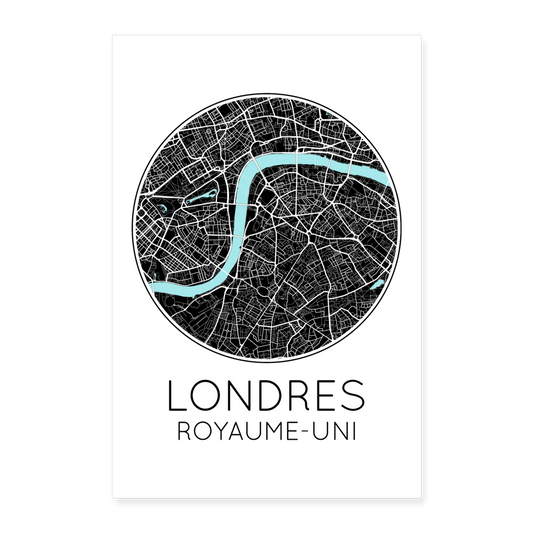 Poster Londres - Plan Londres - 40 x 60 cm - blanc