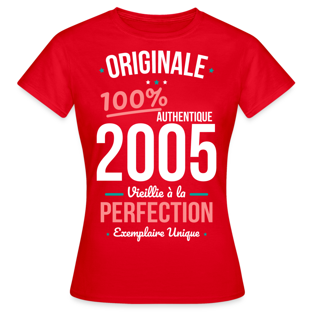 T-shirt Femme - Anniversaire 20 Ans - Originale 2005 - rouge