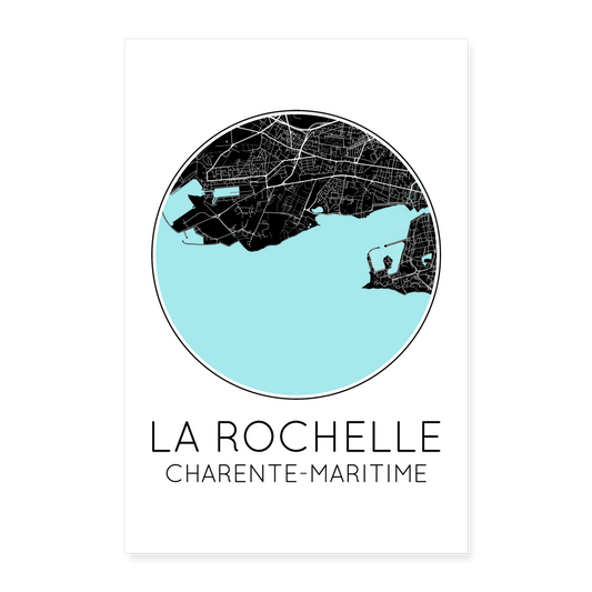 Poster La Rochelle - Plan La Rochelle - 40 x 60 cm - blanc