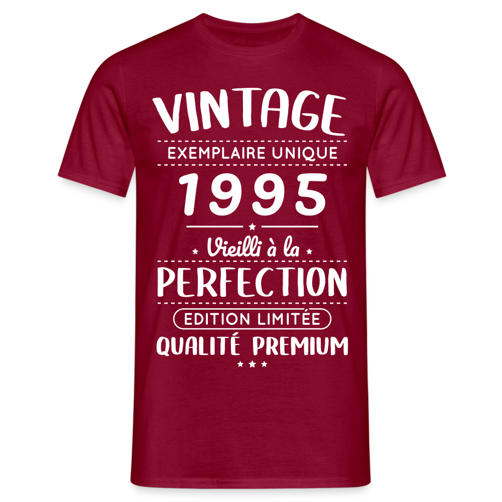 T-shirt Homme - Anniversaire 30 Ans - Vintage 1995 - rouge brique