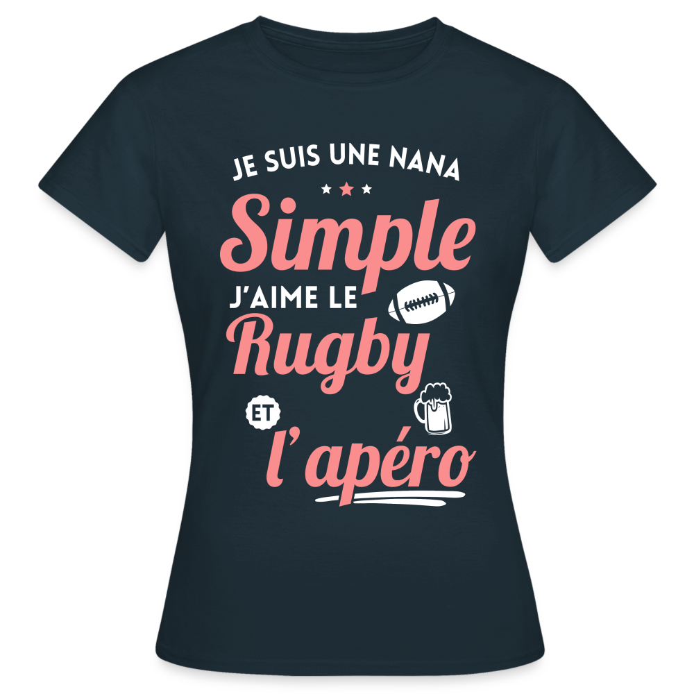 T-shirt Femme - J'aime le  rugby et l'apéro - marine