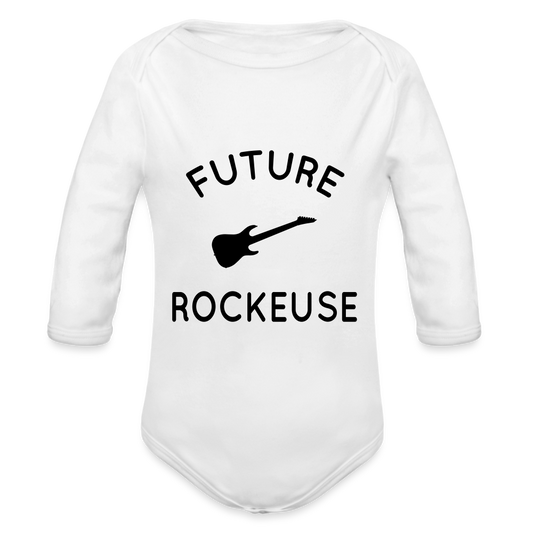 Body Bébé bio manches longues - Future rockeuse - blanc