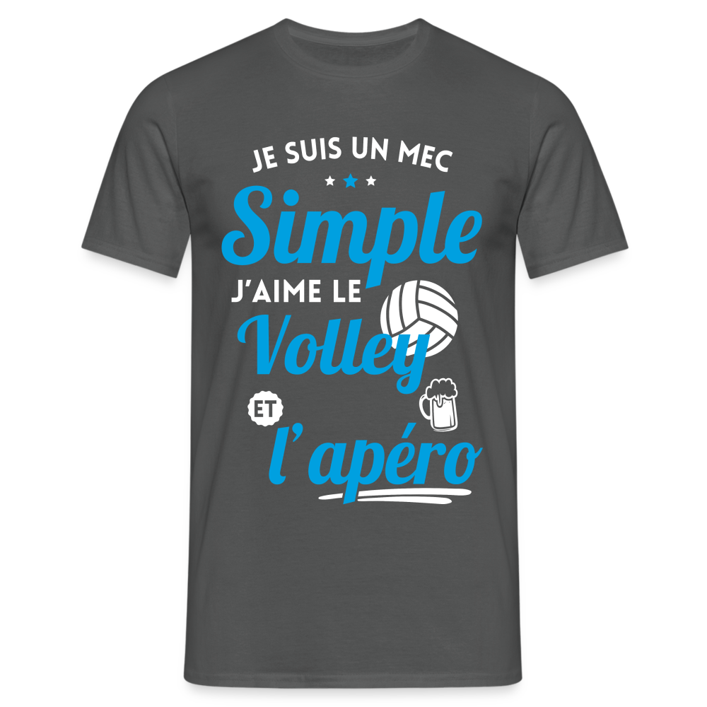 T-shirt Homme - J'aime le volley et l'apéro - charbon