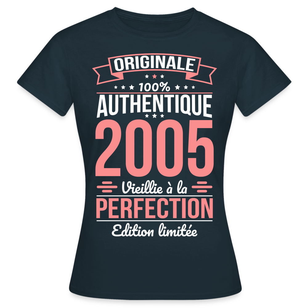 T-shirt Femme - Anniversaire 20 Ans - Originale 2005 - marine