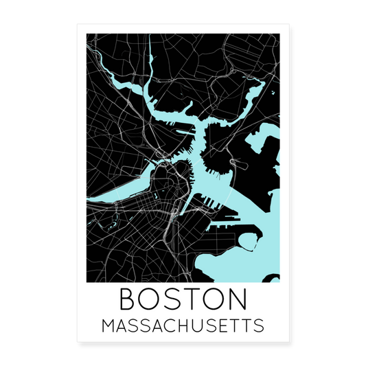 Poster Boston - Plan Boston - 60 x 90 cm - blanc